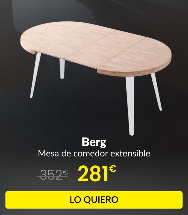 Mesa de comedor Berg extensible diseño redondo 76x100-140-180x100 cm
